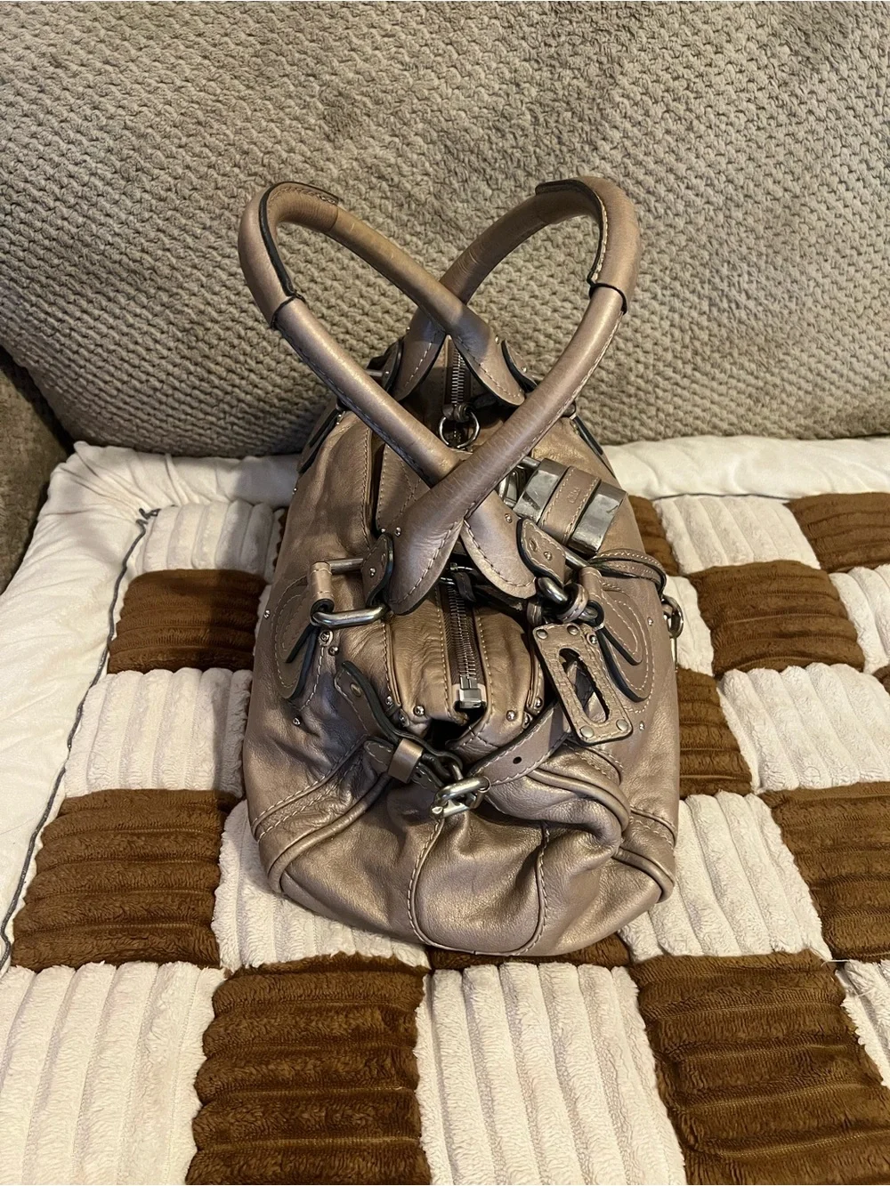 Chloe Paddington Metallic Taupe VGUC!